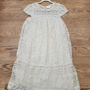 Maueve Crochet Lace Cotton Midi Dress
